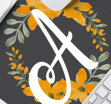 Muismat met naam bloemige initiaal a - TenStickers