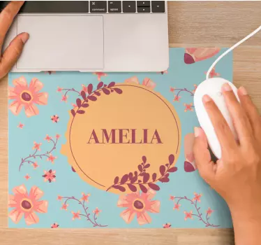 Muismat met naam botanische gepersonaliseerde accent - TenStickers