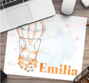 Muismat met naam bunny luchtballon - TenStickers