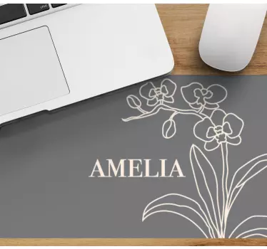 Muismat met naam elegant bloemenarrangement - TenStickers