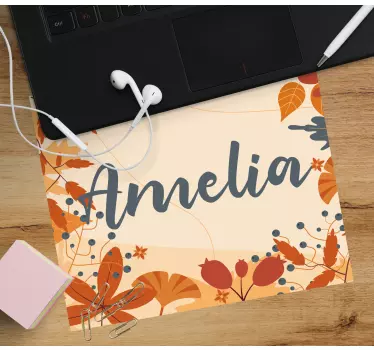 Muismat met naam elegante herfst bloemen - TenStickers