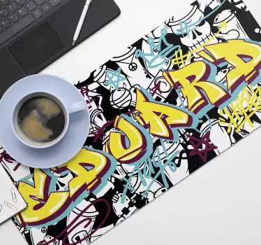 XXL Muismat met naam Graffiti personaliseerbaar - TenStickers
