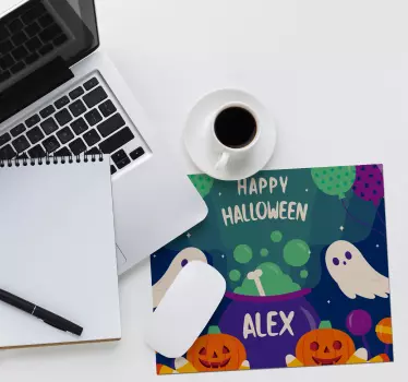 Muismat met naam halloween groet - TenStickers