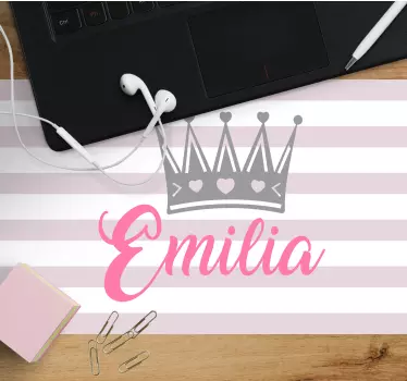 Muismat met naam kroon gepersonaliseerd emilia - TenStickers