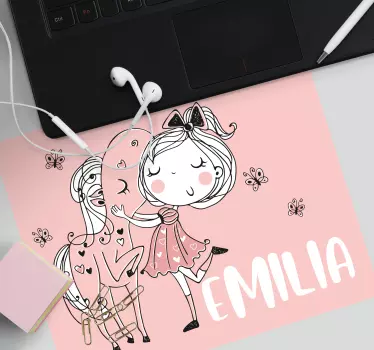 Muismat met naam Prinses met haar paard - TenStickers