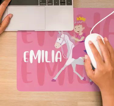 Muismat met naam prinses op een eenhoorn - TenStickers