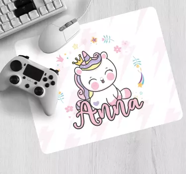 Muismat met naam schattig eenhoorn karakter - TenStickers