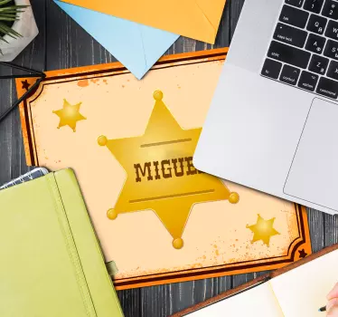 Muismat met naam sheriff ster badge - TenStickers