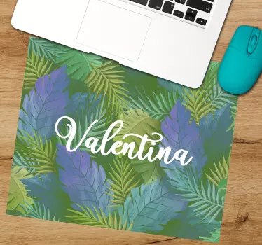 Muismat met naam tropische blad esthetiek - TenStickers