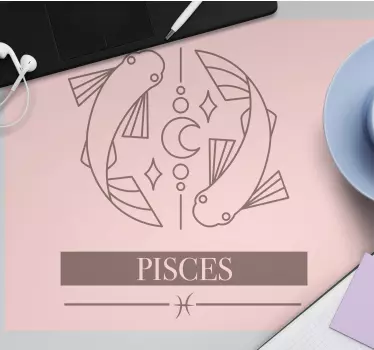 Muismat met naam vissen zodiac symbool - TenStickers
