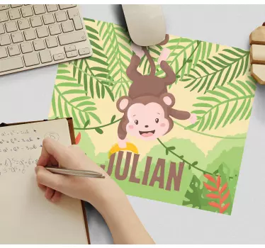 Muismat met naam vrolijke aap illustratie - TenStickers