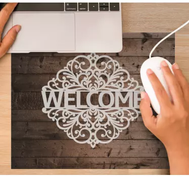Muismat met naam welkom ornate design - TenStickers