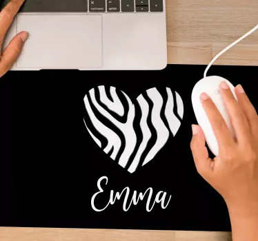 Muismat met naam zebra hartomtrek - TenStickers