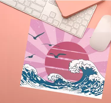 Muismat wereldkaart gestileerd oceaanscène - TenStickers