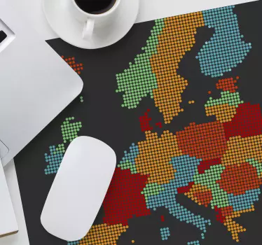 Muismat wereldkaart kleurrijke geografische regio's - TenStickers