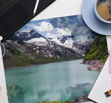 Muismat wereldkaart majestueus berglandschap - TenStickers