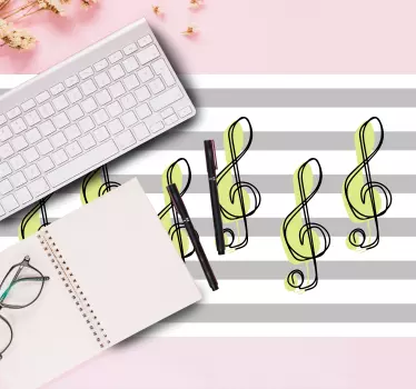 Muismat wereldkaart muzieknootpatroon - TenStickers