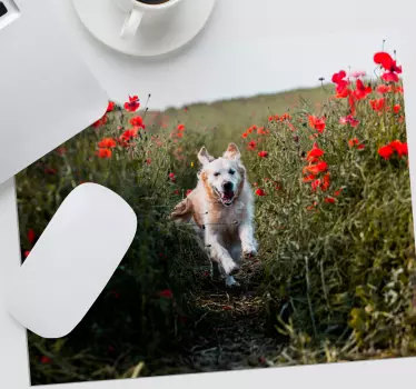 Originele muismat blije hond die rent - TenStickers