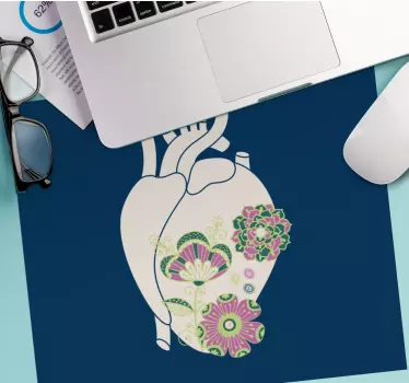 Originele muismat floral hartontwerp - TenStickers