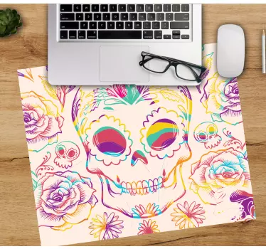 Originele muismat kleurrijke bloem skull - TenStickers