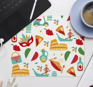 Originele muismat kleurrijke italiaanse keuken - TenStickers