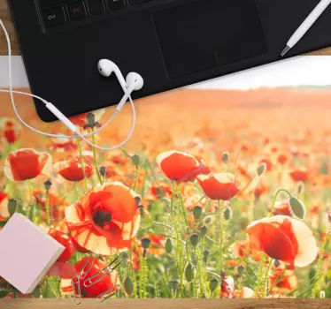 Originele muismat levendige klaprozenvelden - TenStickers