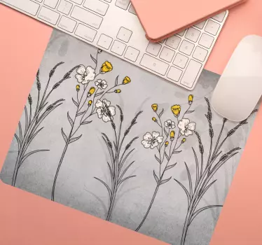 Originele muismat met bloemenmotief accent - TenStickers