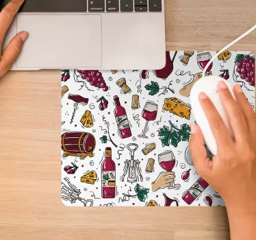 Originele muismat met wijn thema illustraties - TenStickers