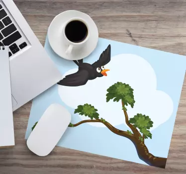 Originele muismat vliegende vogel illustratie - TenStickers