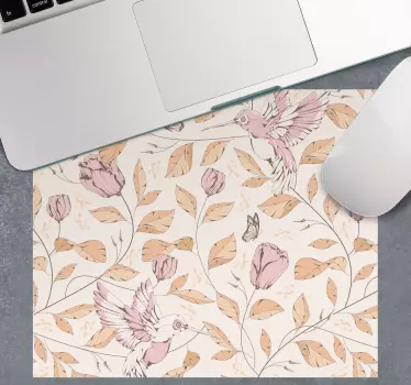Patronen muismat bloemen vogel motief - TenStickers