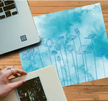 Patronen muismat bloemig blauw patroon - TenStickers