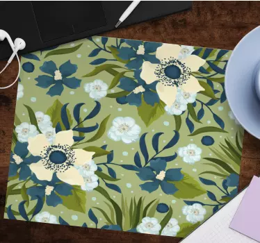 Patronen muismat bloemig groene print - TenStickers