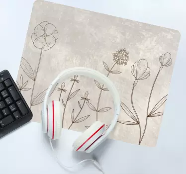 Patronen muismat botanische omtrek illustratie - TenStickers
