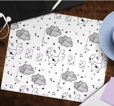 Patronen muismat charmante zwarte illustraties - TenStickers