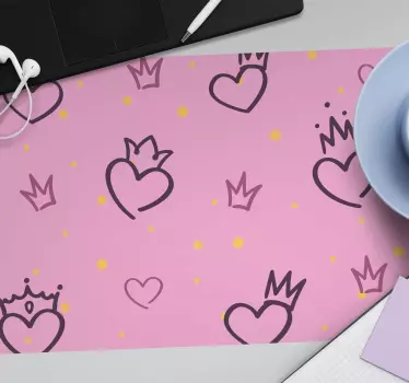 Patronen muismat hartjes met kroon - TenStickers