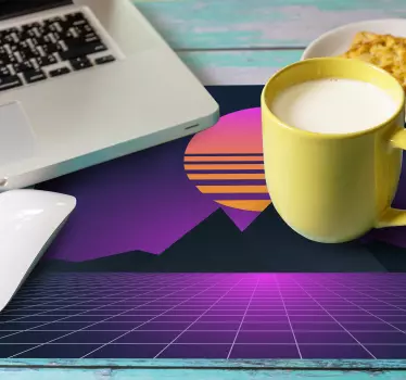 Patronen muismat retro geometrische zonsondergang - TenStickers