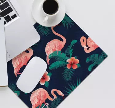Patronen muismat tropisch flamingo bloemig - TenStickers
