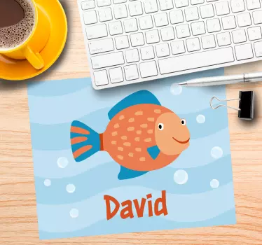 Vrolijke vis grafisch muismat met naam - TenStickers