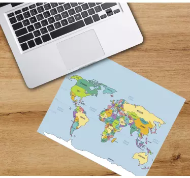 Wereldkaart muismat Geografisch en politiek - TenStickers