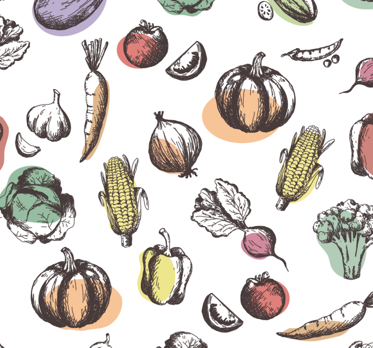 Ingrediënten patroon retro stijl raambekleding keuken - TenStickers