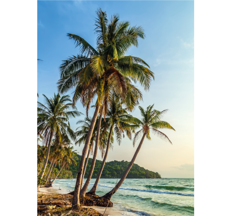 Palmbomen op het strand raambekleding badkamer - TenStickers
