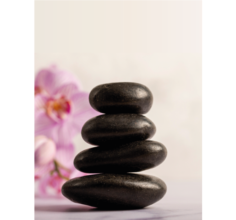 Zen-bamboe en roze orchideeën raambekleding badkamer - TenStickers