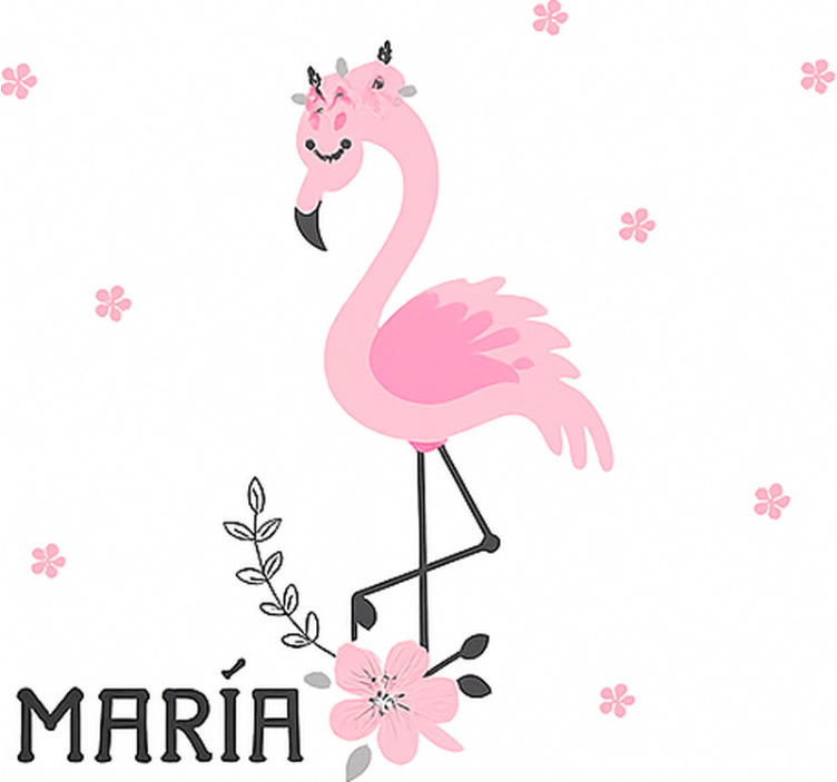 Roze flamenco met naam rolgordijn kinderkamer - TenStickers
