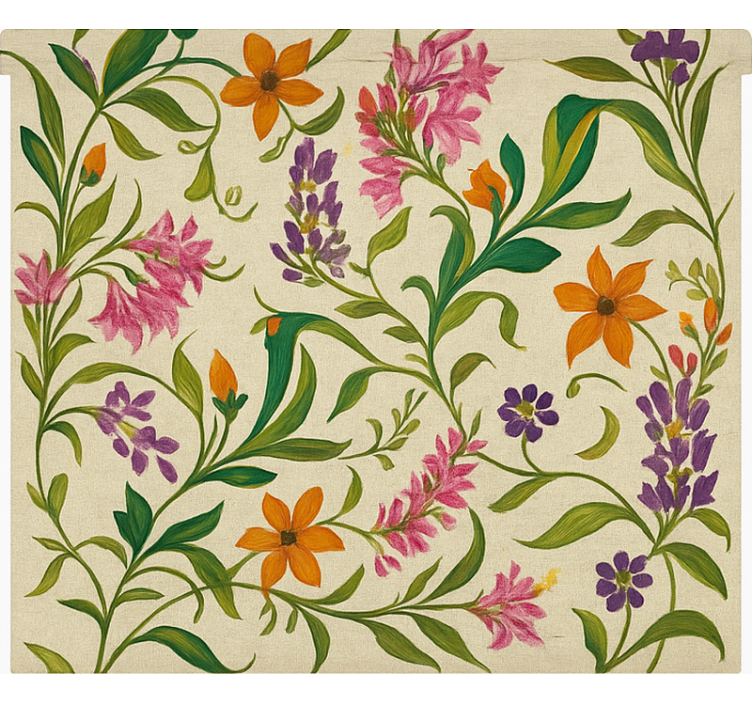 Sierlijke bloemenranken rolgordijn keuken - TenStickers