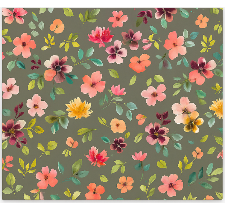 Levendige aquarelbloemen rolgordijn keuken - TenStickers