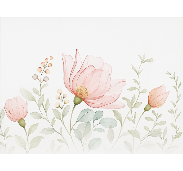 Abstracte doorschijnende bloemen rolgordijn hoofd slaapkamer - TenStickers