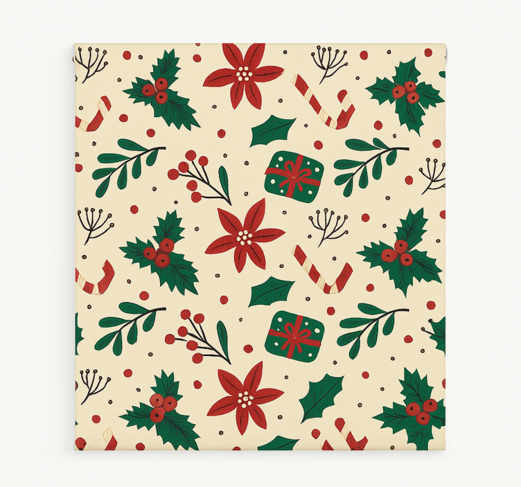 Rode ornamenten bos rolgordijn woonkamer - TenStickers