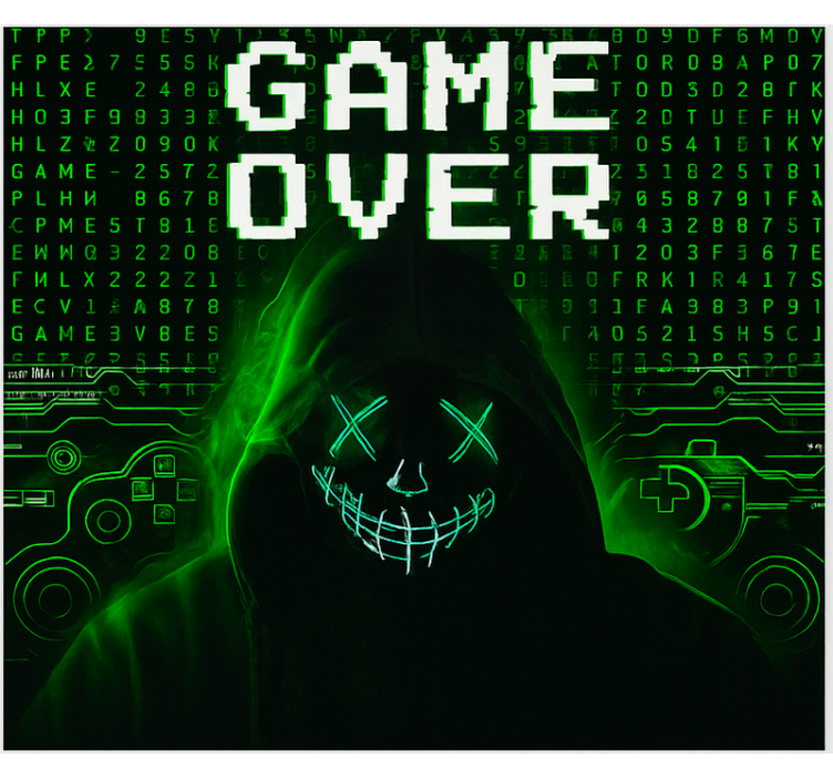 Gemaskerd gehackt game over gamer rolgordijn - TenStickers