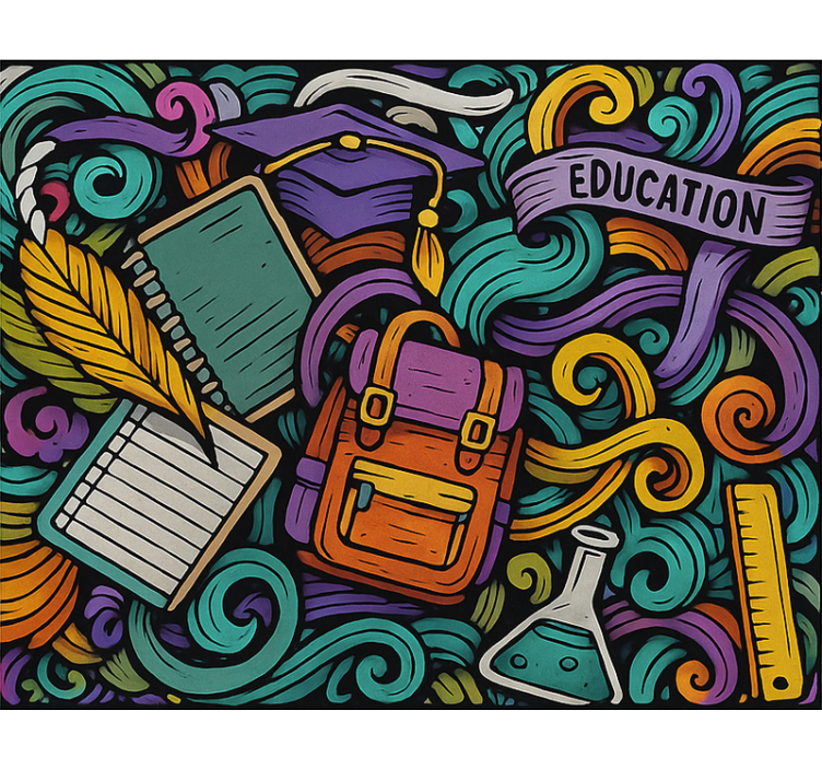 Kleurrijke abstracte objecten rolgordijn tienerkamer - TenStickers