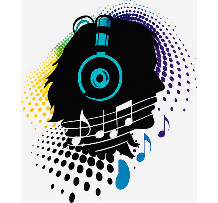 Muziek hoofd rolgordijn tienerkamer - TenStickers